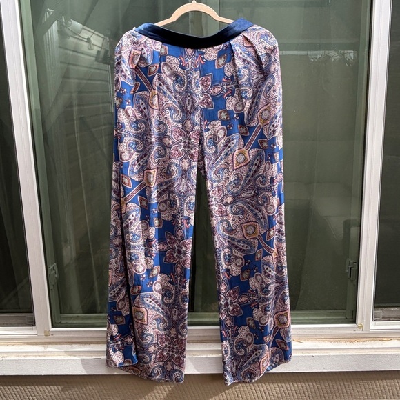 Anthro Elevenses Ines Blue Wide Leg Satin Pant​ - Picture 7 of 8
